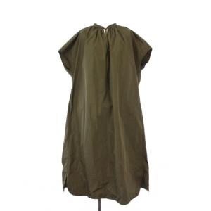 23SS ブライトメモリーワンピース ミモレ ロング 半袖 フレンチスリーブ スキッパー 38 カーキ