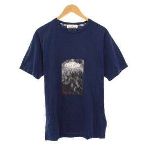 Tシャツ 半袖 クルーネック ストレッチ プリント M 紺 ネイビー /BB