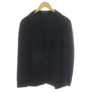 テーラードジャケット シングル 総柄 紺 ネイビー /AN11