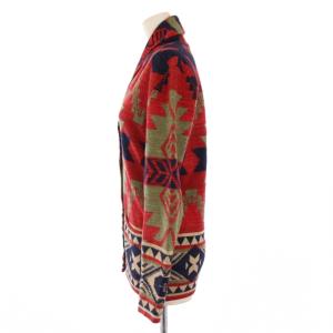 DENIM & SUPPLY RALPH LAUREN ニットカーディガン 長袖 ショールカラー ストレッチ 総柄 XS 赤 レッド /BB