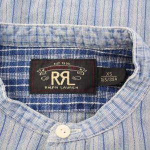 RRL ラルフローレン カジュアルシャツ プルオーバー 長袖 レギュラーカラー ハーフボタン ストライプ柄 XS