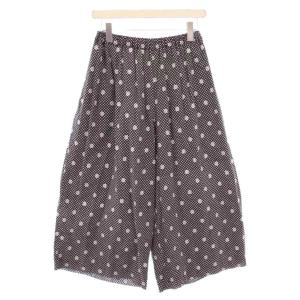 AD2022 ワイドパンツ イージー ウエストゴム ドット柄 総柄 S 黒 ブラック /BB