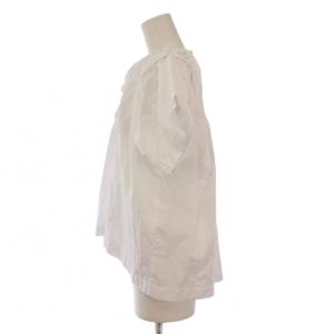 TAO COMME des GARCONS AD2024 シャツ ブラウス プルオーバー 半袖 クルーネック 花モチーフ フリル 装飾 ワンカラー