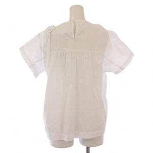 TAO COMME des GARCONS AD2024 シャツ ブラウス プルオーバー 半袖 クルーネック 花モチーフ フリル 装飾 ワンカラー