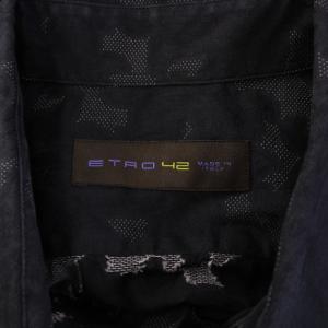 ETRO カジュアルシャツ 長袖 レギュラーカラー 総柄 42 黒 ブラック /BB