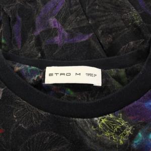 ETRO Tシャツ ロンT 長袖 クルーネック ストレッチ 花柄 総柄 M 黒 ブラック /BB