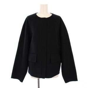 ノーカラージャケット ウール ナイロン 40 ブラック /BM