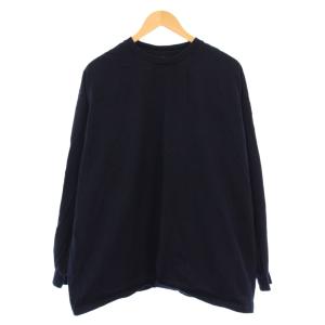Tシャツ ロンT 長袖 クルーネック ストレッチ 無地 F 紺 ネイビー /BB