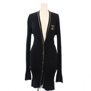 ニットカーディガン ライオンボタン ココマーク 38 ブラック P37895K02547