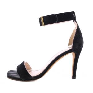 CELINE フィービー期 ストラップサンダル アンクル スクエアトゥ ハイヒール スエード 36 黒 ブラック /BB