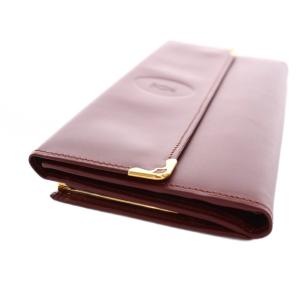 Cartier マストライン 長財布 がま口 レザー ボルドー 赤茶 /YM OH