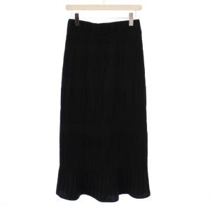 23SS ミニプリーツシャーリングスカート ロング 38 黒 23060400708010 /BM