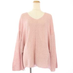 24SS カノコ編みペーパーヤーン2WAYルーズニット セーター 長袖 ピンク 24080200509010