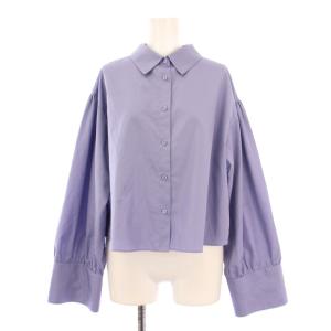 シャツ ブラウス 長袖 レギュラーカラー ショート丈 無地 38 紫 パープル /BB
