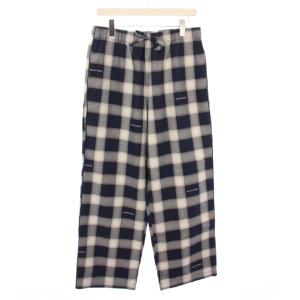 24AW オンブレーチェックロングパンツ パジャマ ルームウェア スラックス イージー ウエストゴム L