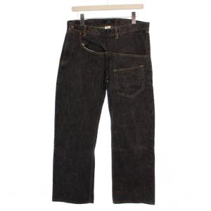 ヨウジヤマモト 変形デザインデニムパンツ ジーンズ サイドジッパー 1 黒 YY-P01-003 /BM