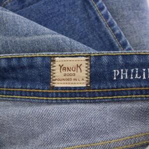 YANUK PHILIP II フィリップII デニムパンツ ジーンズ テーパード ジップフライ ロゴパッチ レザーパッチ