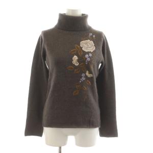 ニット セーター 長袖 タートルネック 刺繍 モヘヤ混 0 茶 ブラウン 016-270104 /RR