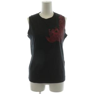 カットソー ノースリーブ プリント 1 黒 ブラック 赤 レッド 016-260613 /AN30