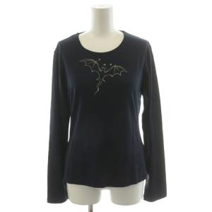 Tシャツ カットソー 長袖 コウモリ柄 星 スター 紺 ネイビー /AN37