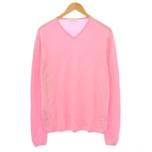 ニット セーター 長袖 Vネック 薄手 無地 50 ピンク /BB