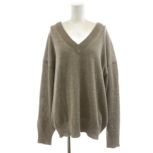 19SS ikat プル ニット セーター 長袖 リネン混 麻 絹 シルク混 ライトブラウン 19080500705010