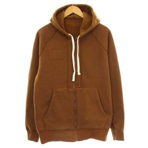 S-RUMMES-ZIP-REV パーカー 裏ボア スウェット ジップアップ S 茶 ブラウン A06696
