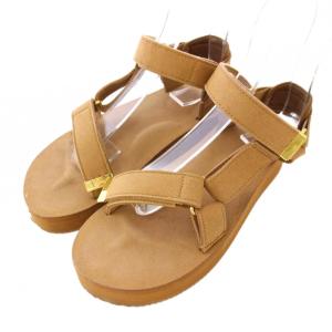SUEDE SANDAL スエードサンダル ストラップ 厚底 24cm 茶 ブラウン /BB