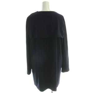 ENFOLD 胸ポケットプルオーバーブラウス チュニック シャツ 長袖 ウール 38 紺 ネイビー 300CA330-2990