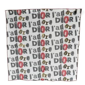 j'adore DIOR スカーフ ロゴ コットン 赤 レッド 白 ホワイト 黒 ブラック /AN5 OH