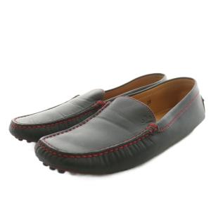 × フェラーリ FERRARI ローファー モカシン ドライビングシューズ レザー 39 黒 ブラック