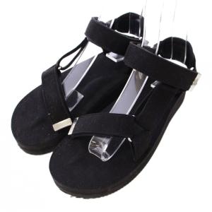 SUEDE SANDAL スエードサンダル ストラップ 厚底 24cm 黒 ブラック /BB
