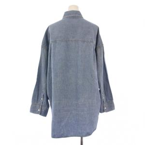 Deuxieme Classe デニムシャツ ブラウス 長袖 レギュラーカラー 無地 F 水色 ライトブルー 19050500701010