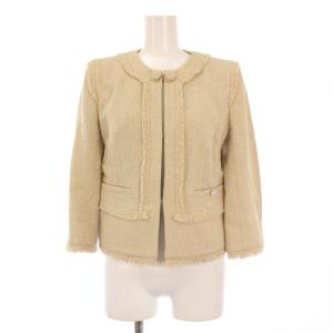 ノーカラージャケット ツイード 38 ベージュ