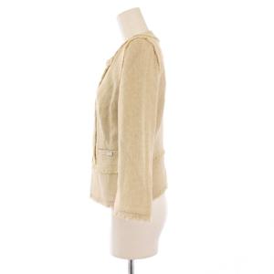 FOXEY ノーカラージャケット ツイード 38 ベージュ