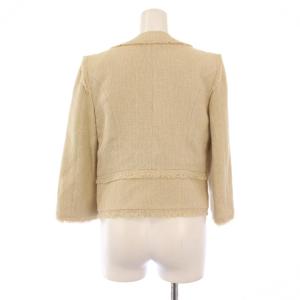 FOXEY ノーカラージャケット ツイード 38 ベージュ