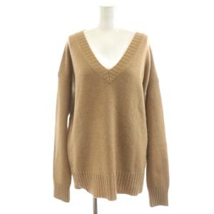 19AW ニット セーター 長袖 Vネック ウール キャメル混 茶 ブラウン 19080560008030
