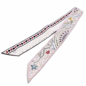 Christian Dior La Roue de la Fortune 運命の輪 ミッツァ スカーフ シルク ハート柄 総柄 白 ホワイト