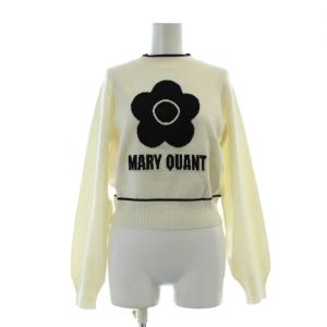 マリークワント MARY QUANT バリエジャガードニット セーター カットソー 長袖 F 白 ホワイト