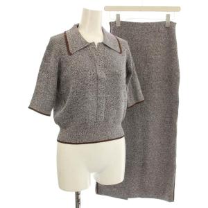 25AW ワンピース ポロニットプル スカートセットアップ 半袖 ポロシャツ ニット ロング スカート