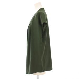 theory luxe シャツ ブラウス プルオーバー 半袖 フレンチスリーブ Vネック ストレッチ 無地 38 緑 グリーン