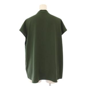 theory luxe シャツ ブラウス プルオーバー 半袖 フレンチスリーブ Vネック ストレッチ 無地 38 緑 グリーン
