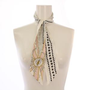 LE SOLEOL La Papesse 女教皇 ミッツァ スカーフ シルク 星柄 ハート柄 総柄 白