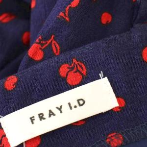 FRAY I.D 25SS フルーツプリント2wayオフショルワンピース 半袖 ワンピース チェリー柄 ロング 0 ネイビー