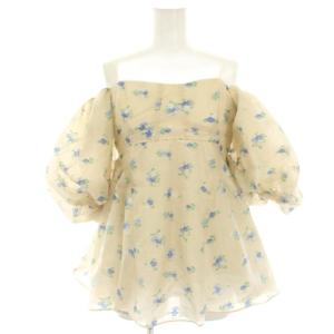 25SS 3WAYシアージャガードペプラムビスチェ ブラウス シャツ プルオーバー オフショルダー 花刺繍