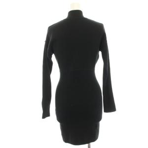 Lily Brown LilyBrown 23AW タグ付き ジップアップミニワンピース タイト ニット ラムウール混 リブ切替 長袖 F 黒 ブラック