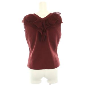 LagunaMoon 25AW タグ付き メッシュフリルノースリニットプルオーバー カットソー リボン F ボルドー 032552600401