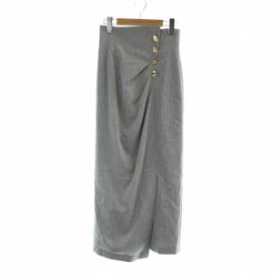 25SS タックドレープスリットストレートスカート アシンメトリー 装飾ボタン 0 グレー FWFS252067