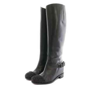 EGOUTINA FLAT ロングブーツ スタッズ 38 ブラック