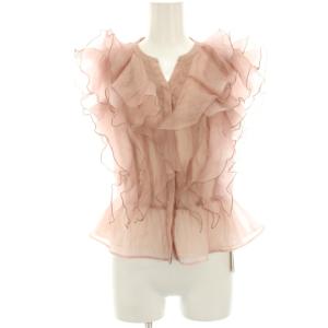 25SS タグ付き フリルショートブラウス シャツ プルオーバー ノースリーブ レース 1 ピンク 25211911